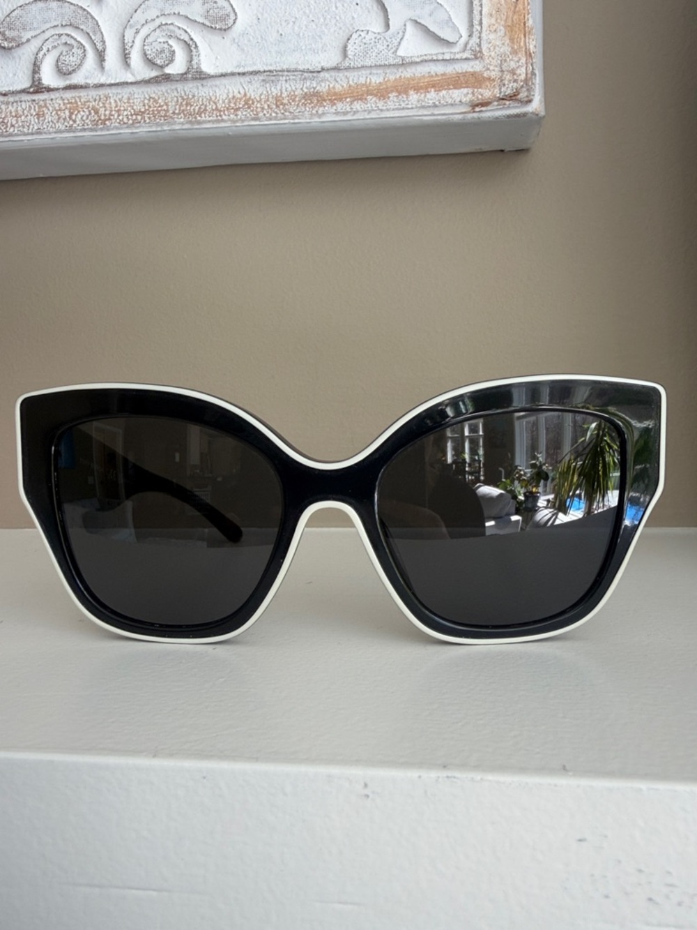 Tory Burch Black Sunglasses with White Trim - Women's